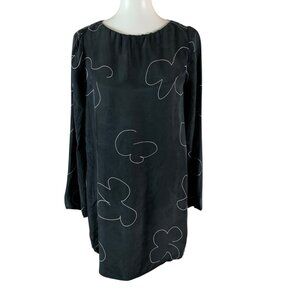 Madewell Black Dress with White FloralAbstract Pattern
